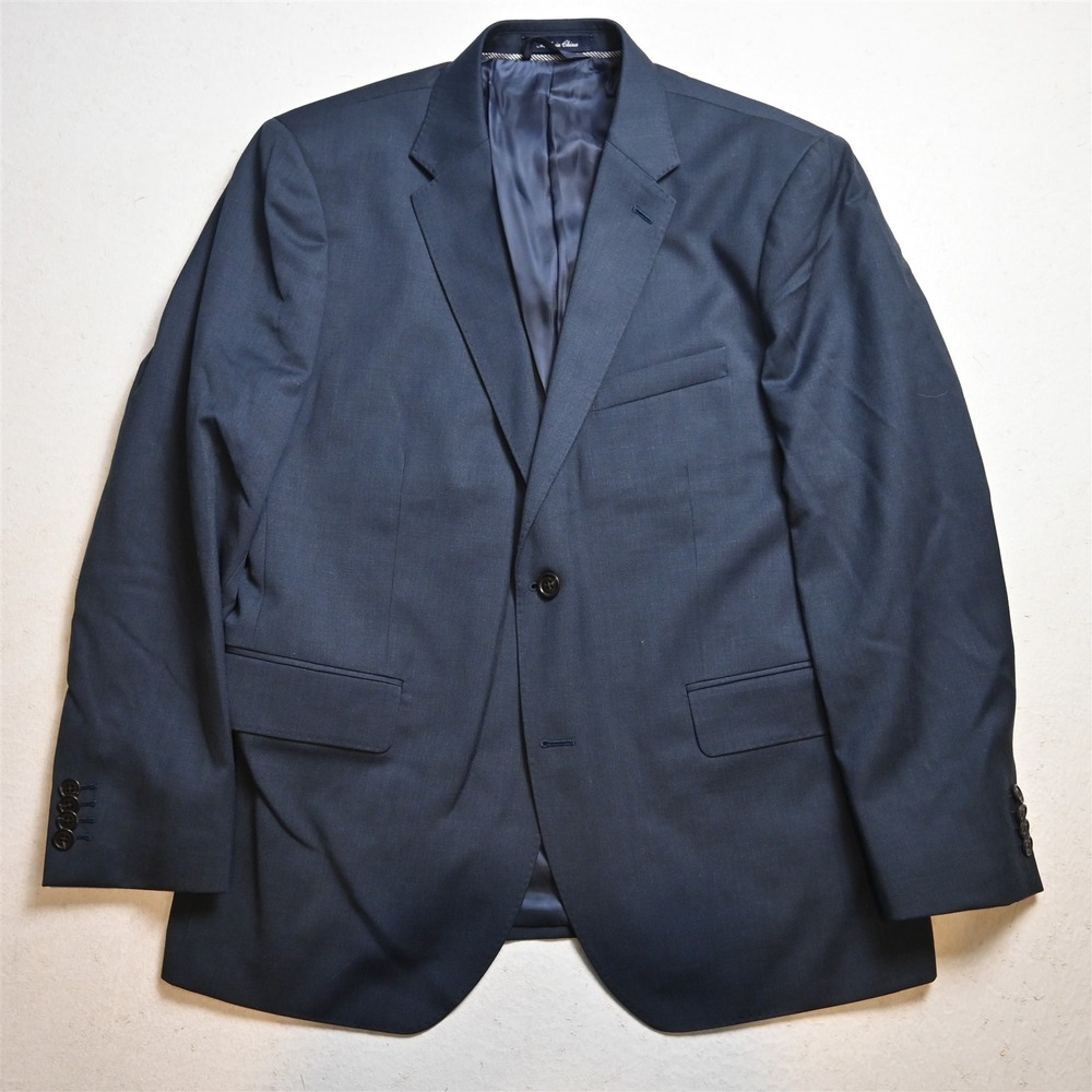 Lands End 42S Blue 100% Wool Tailored Soft Shoulder Mens Blazer Sport Coat